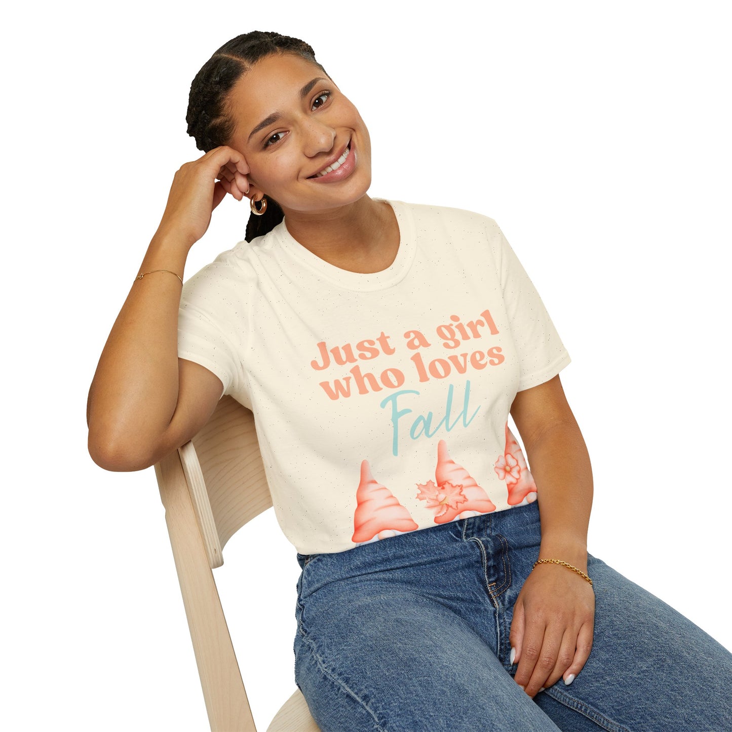 Just a girl who loves fall Gnome - Softstyle T-Shirt,