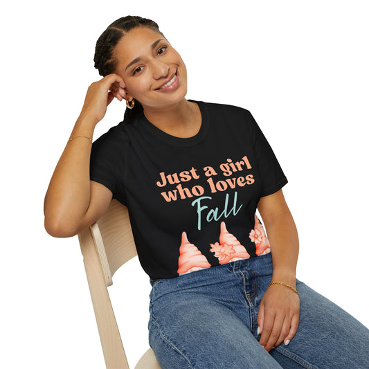Just a girl who loves fall Gnome - Softstyle T-Shirt,