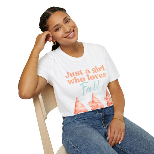 Just a girl who loves fall Gnome - Softstyle T-Shirt,