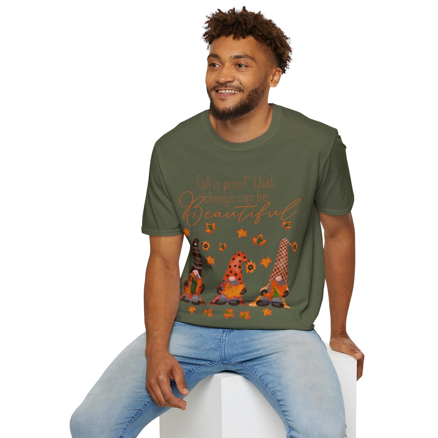Fall is proof that change can be beautiful gnome - Softstyle T-Shirt