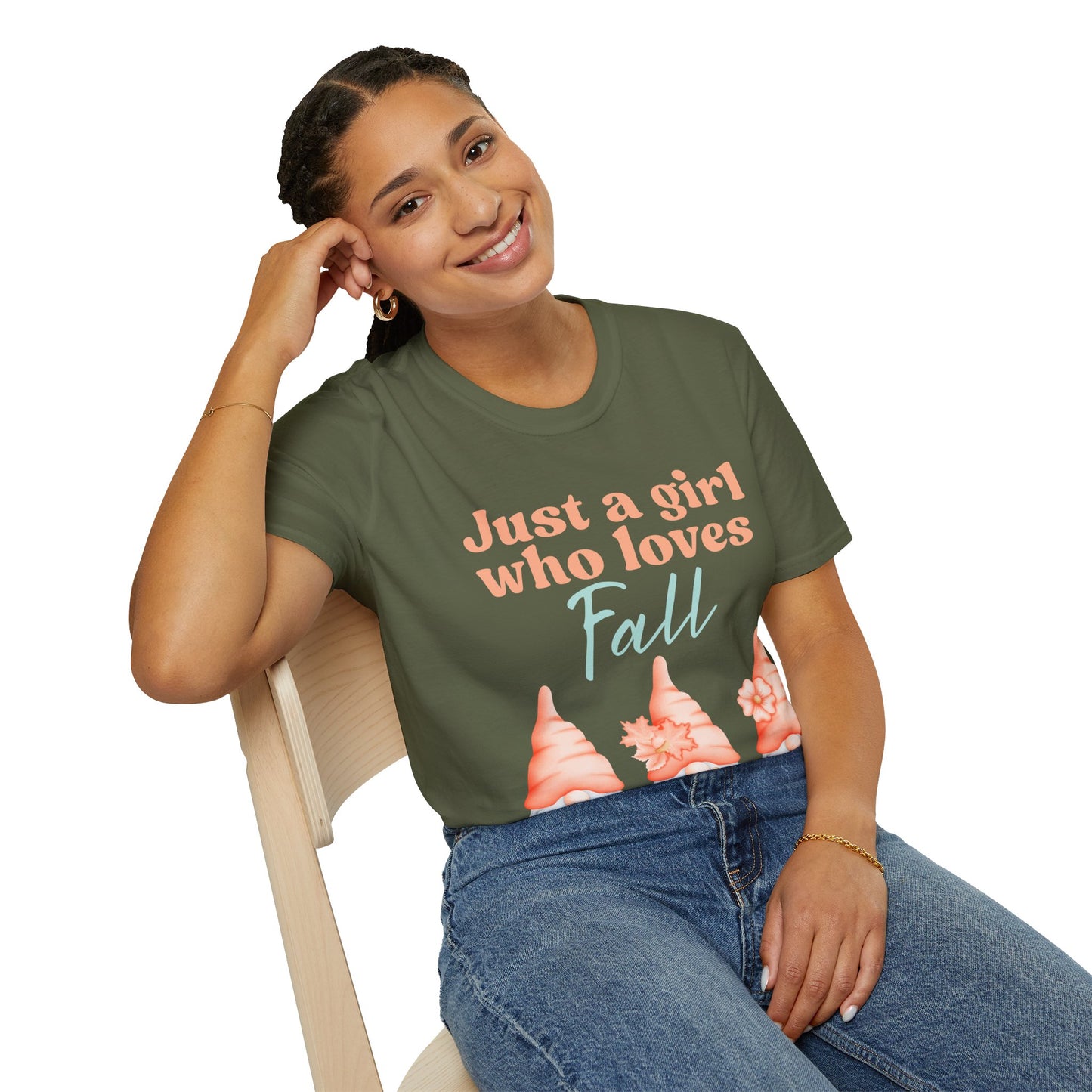 Just a girl who loves fall Gnome - Softstyle T-Shirt,