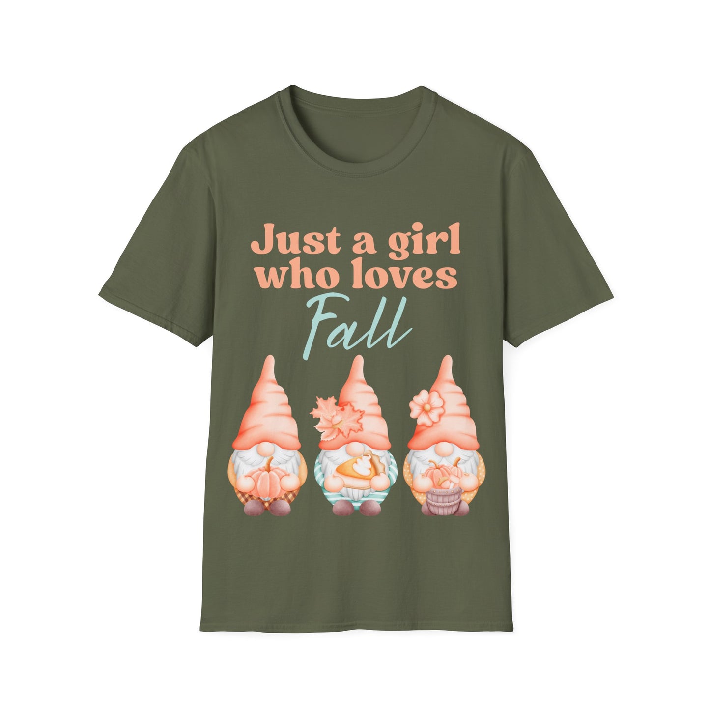 Just a girl who loves fall Gnome - Softstyle T-Shirt,