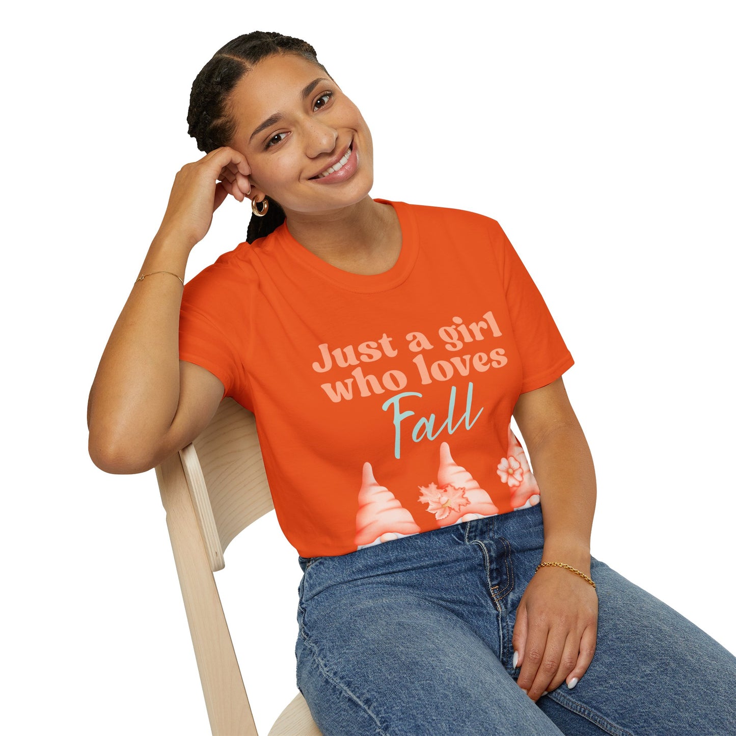 Just a girl who loves fall Gnome - Softstyle T-Shirt,