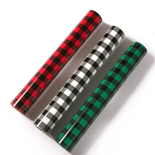 Snow Buffalo Plaid & Snow Glitter Heat Transfer Vinyl